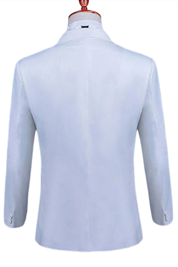 Pico Branco Lapela 2 Peça Um Botão Masculino Prom Terno com Missangas